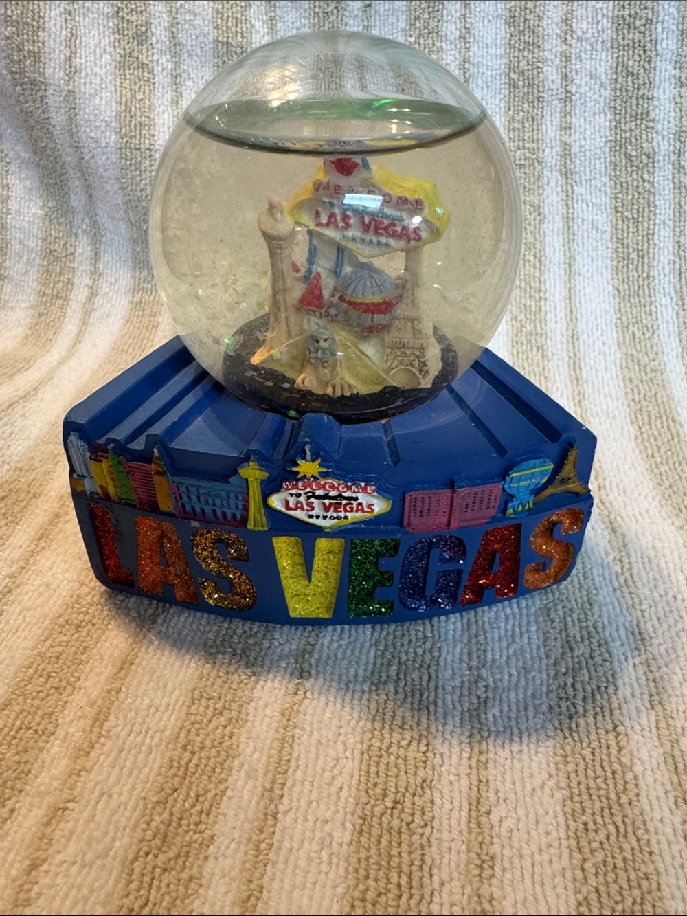 Las Vegas Blue Glitter Snow Globe - Decorative Souvenir
